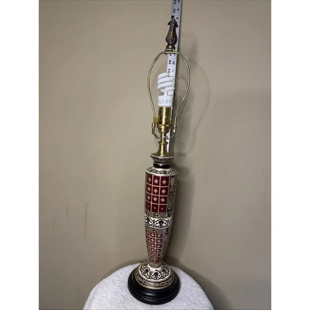 Bombay Co. Chinoiserie Table Lamps Brass Porcelain with Enamel Overlay Gift